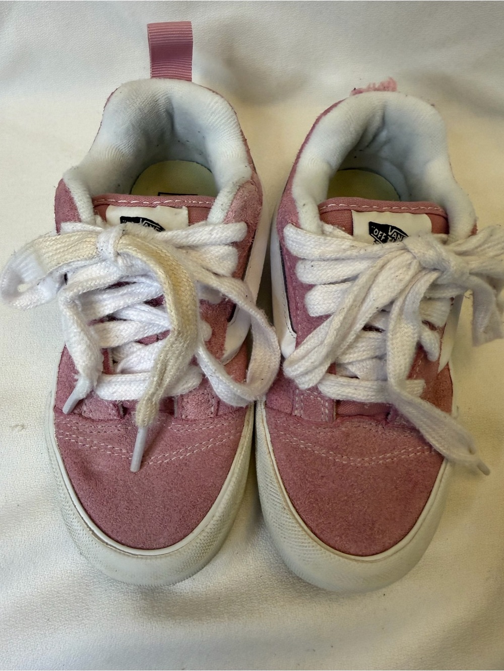 Vans Knu Skool Pink Suede Chunky Skate Shoes Youth Size 13C